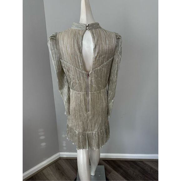 Saylor Saydee Mock Neck Long Sleeve Ruched Mini Dress Metallic Large $275 - Picture 5 of 11